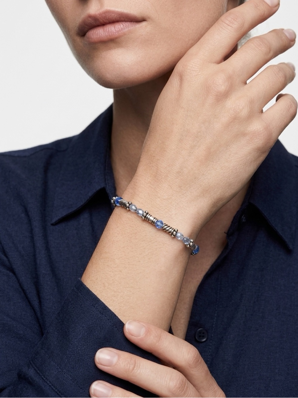 Brighton Silver-Tone Bracelet with Light Blue and Cobalt Accents Halo Light - Picture 5 of 9
